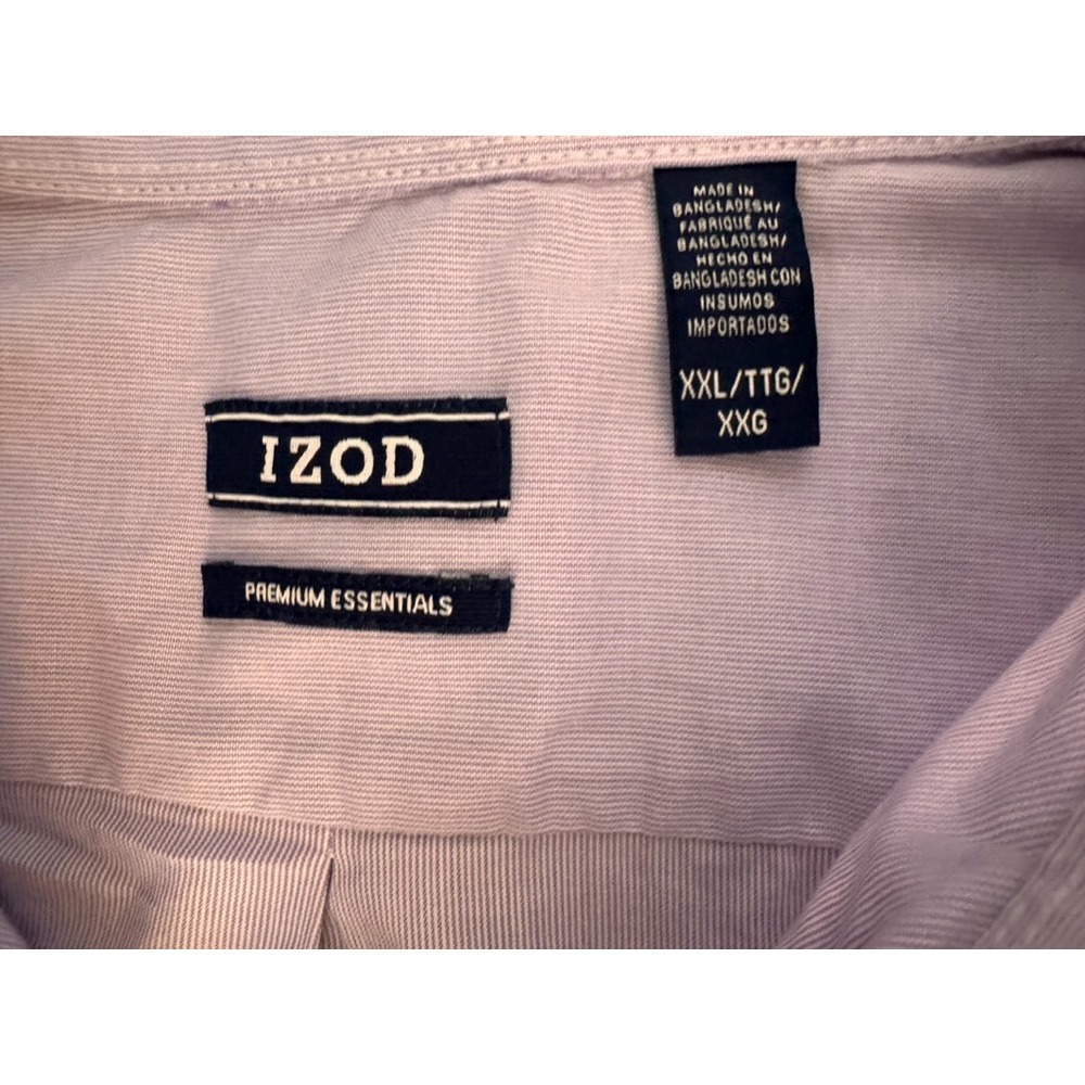 Izod Men's Long‎ Sleeve Purple Pocket Dress Shirt Premium Essentials XXL/TTG - Picture 4 of 7